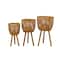 Brown Bamboo Bohemian Planter, Set of 3" 26", 23", 20"